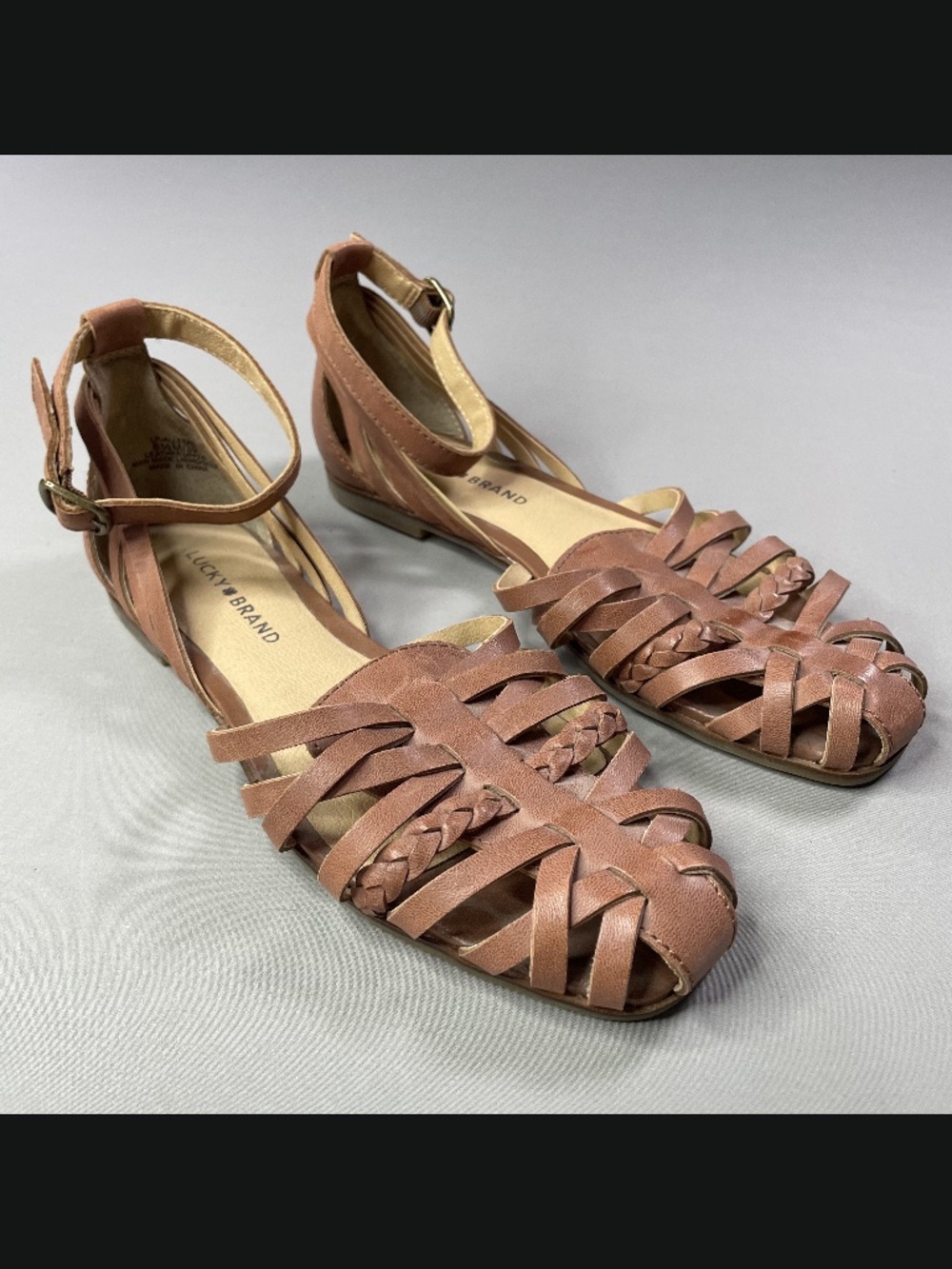 Lucky Brand Shoes Womens 8.5 brown leather alleeah sandals strappy boho indie